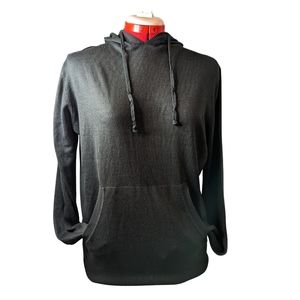 🔖 Black LG / XL Lightweight silky Knit Hoodie EUC